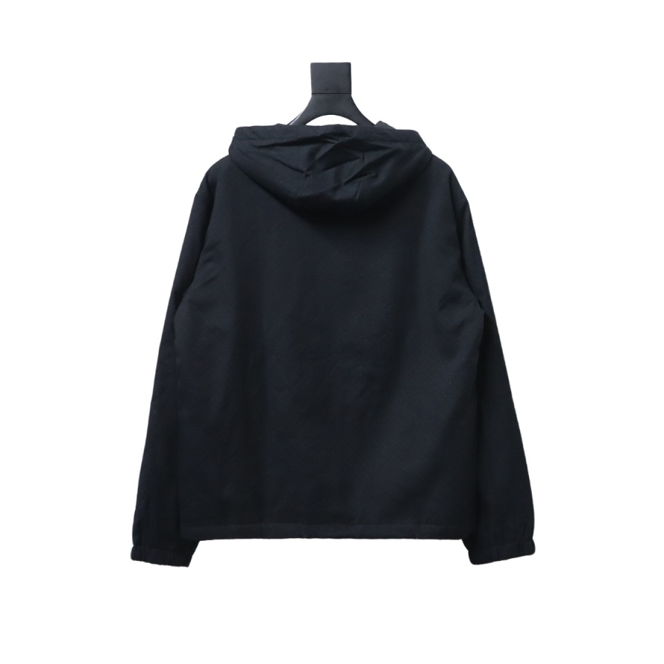 Fendi New Style Old Flower Pattern Zipper Hooded Jacket Black