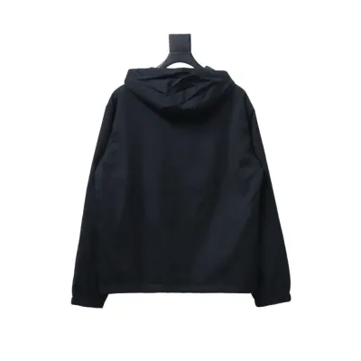 Fendi New Style Old Flower Pattern Zipper Hooded Jacket Black 02