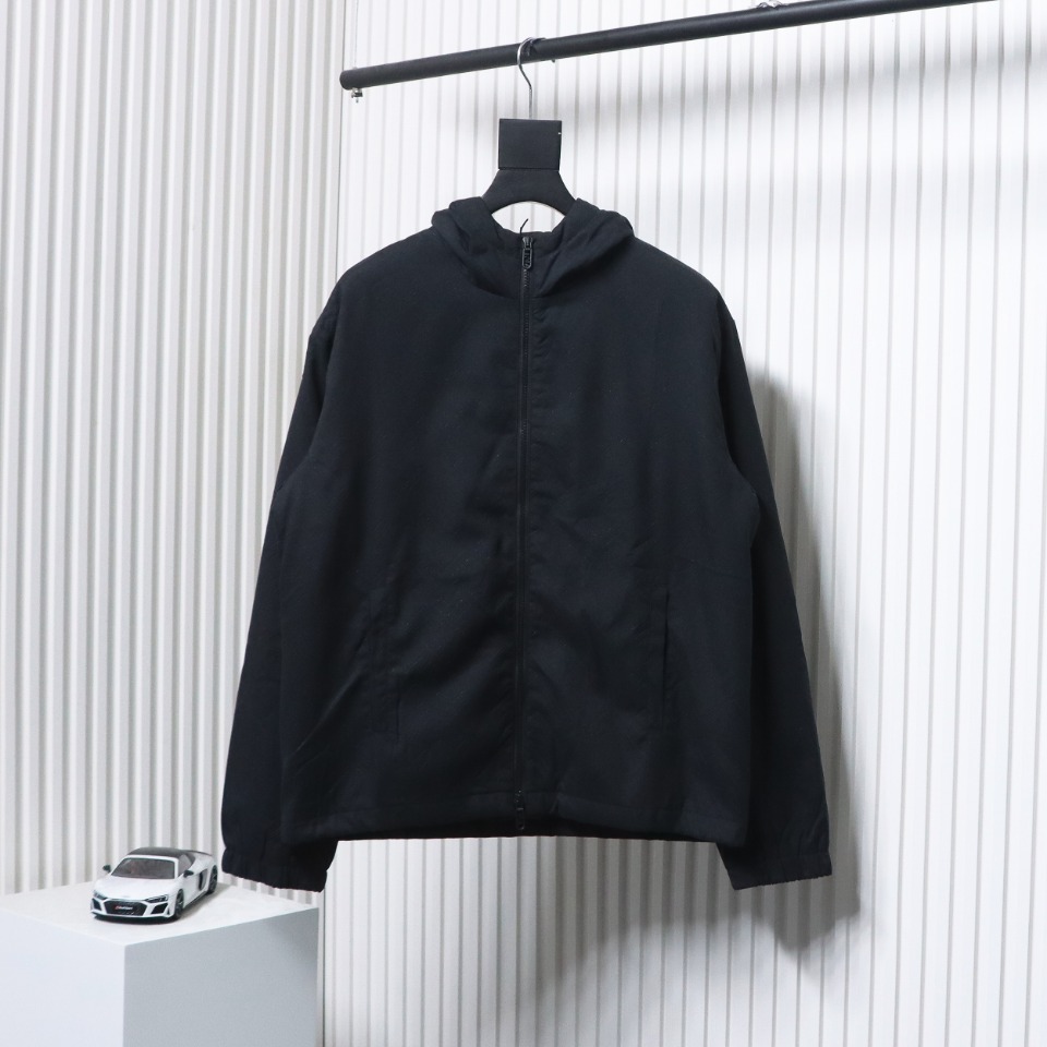 Fendi New Style Old Flower Pattern Zipper Hooded Jacket Black