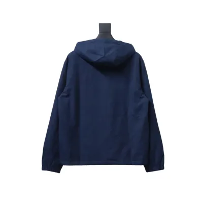 Fendi New Style Old Flower Pattern Zipper Hooded Jacket Blue 02