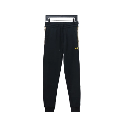 Fendi Small Glasses Embroidered Double F Webbing Sweatpants 01