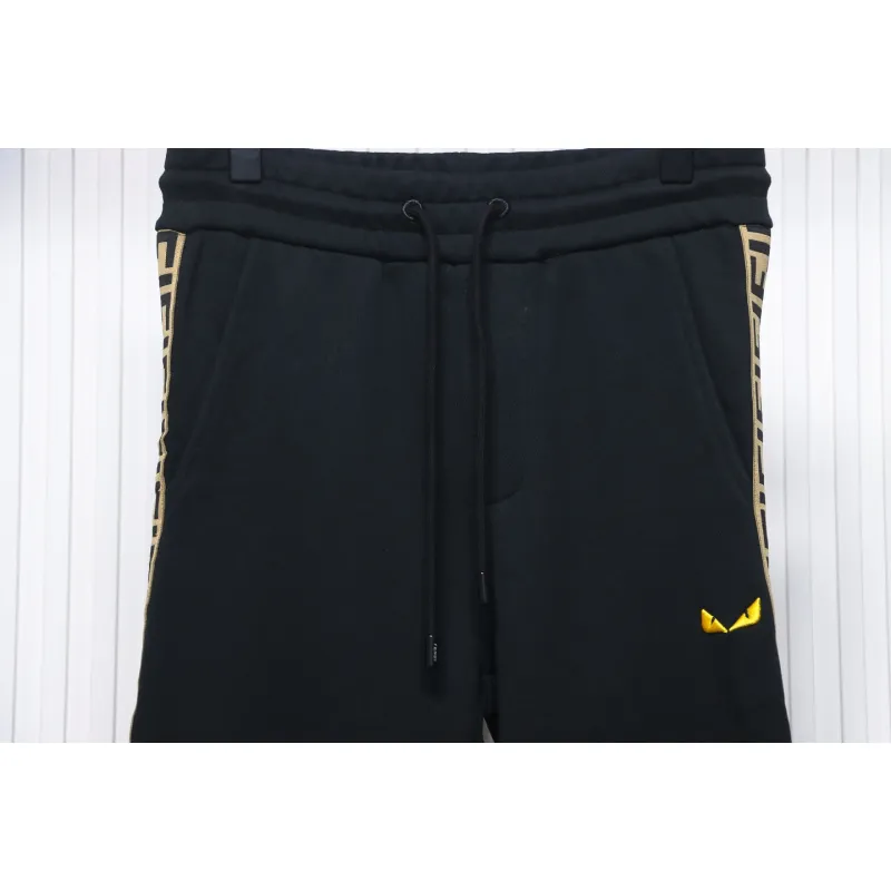 Fendi Small Glasses Embroidered Double F Webbing Sweatpants
