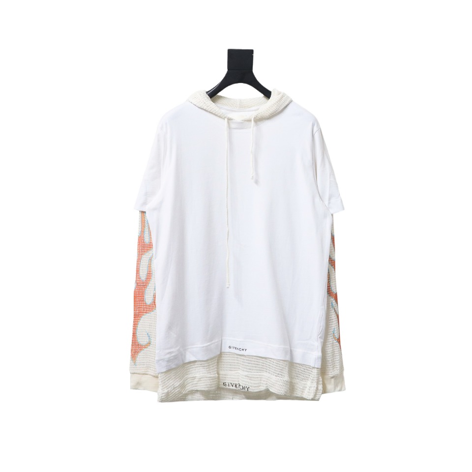 Givenchy 23FW Layered Flame Mesh Sleeves Hoodie