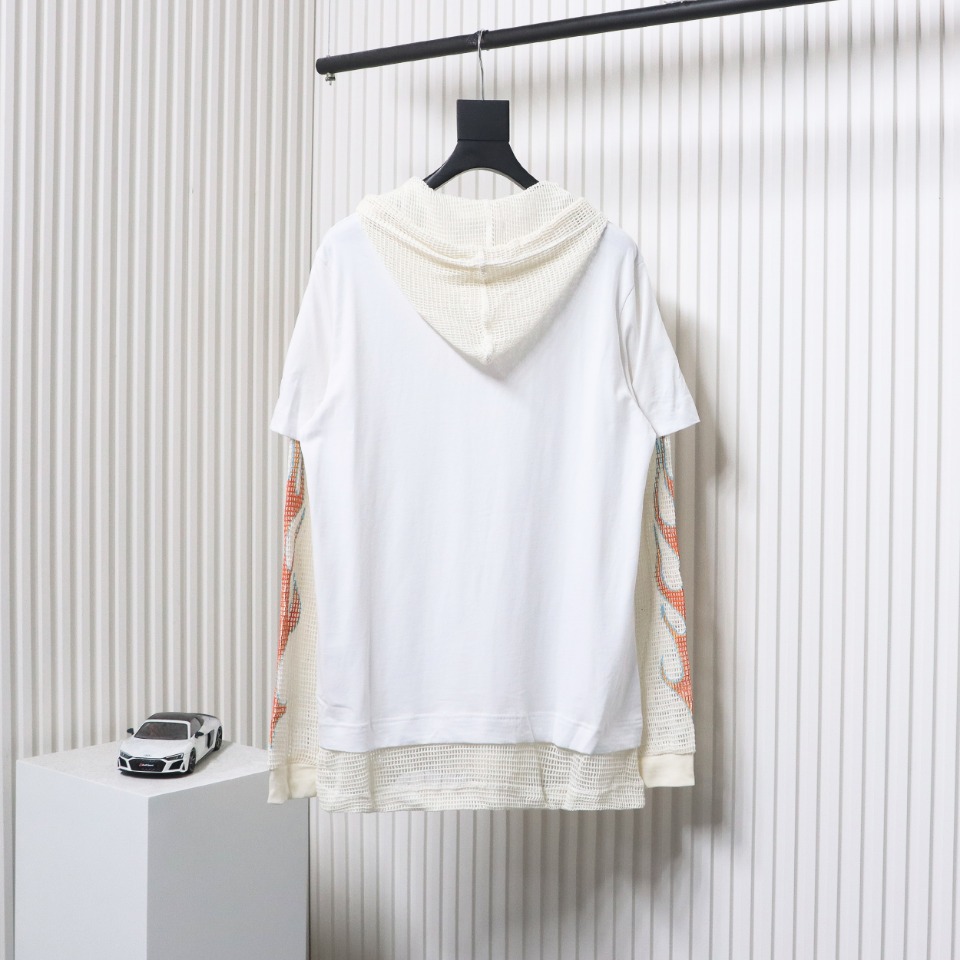 Givenchy 23FW Layered Flame Mesh Sleeves Hoodie