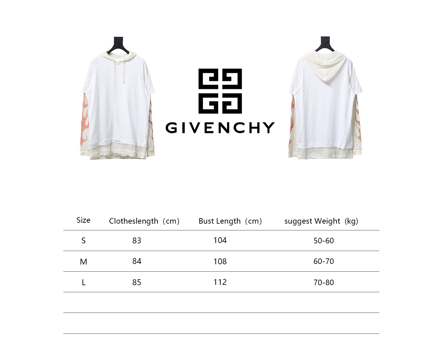 Givenchy 23FW Layered Flame Mesh Sleeves Hoodie