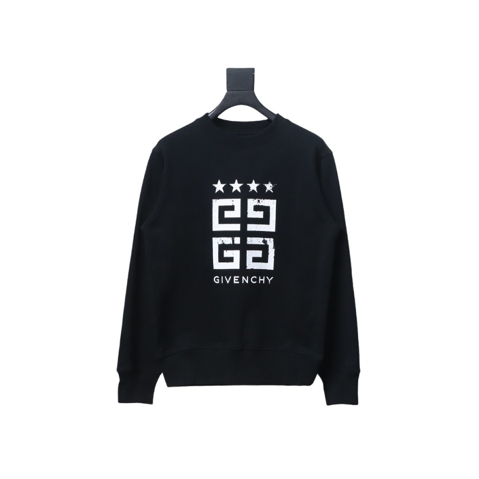 Givenchy 24FW Retro Distressed 4G Star Print Crew Neck Hoodie
