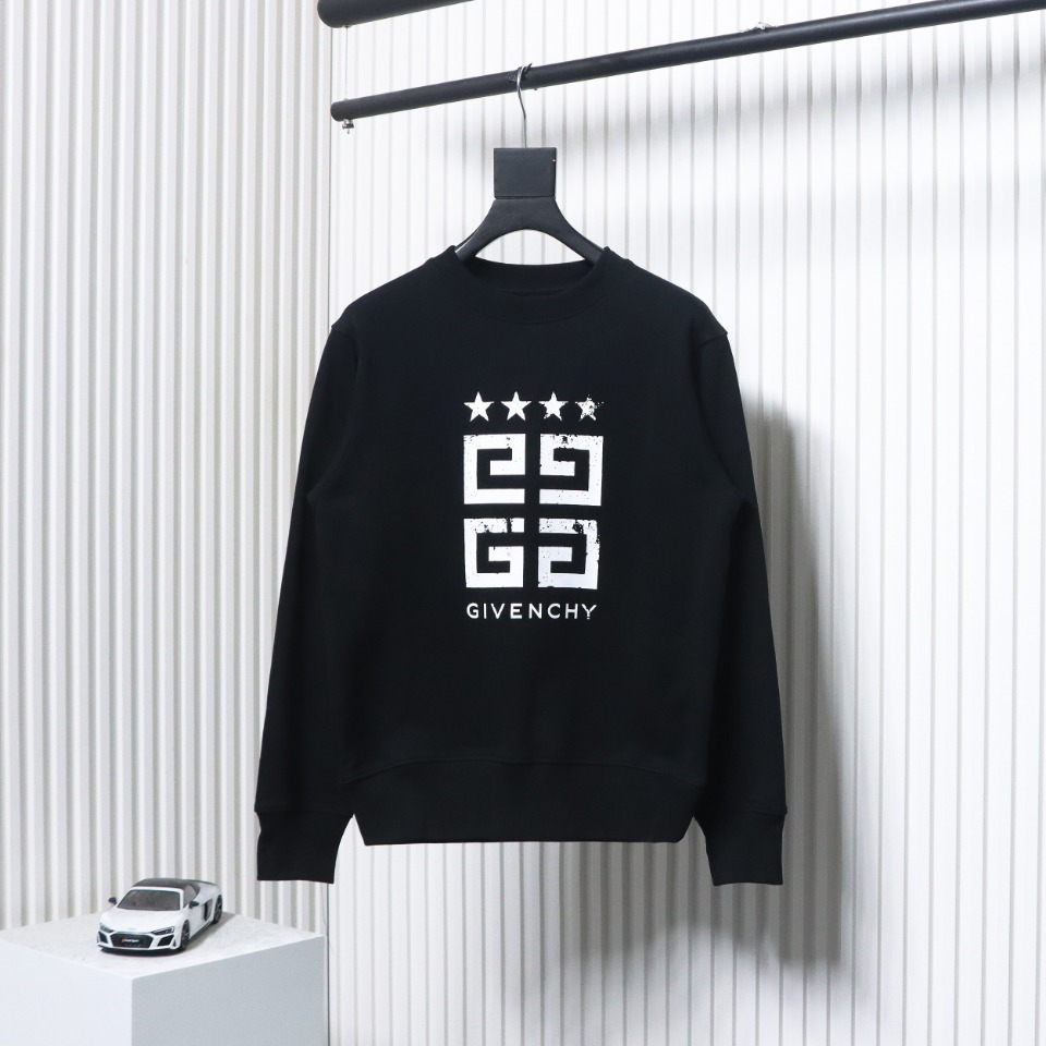 Givenchy 24FW Retro Distressed 4G Star Print Crew Neck Hoodie