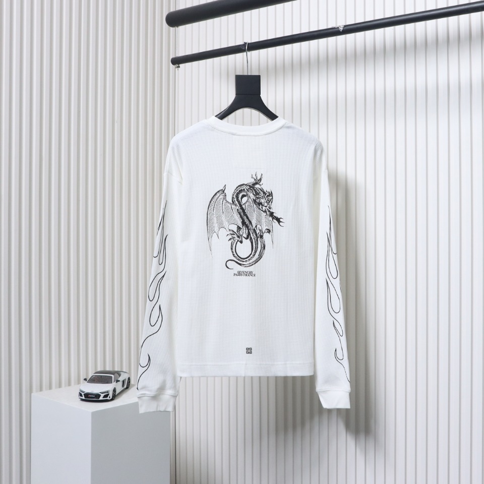 Givenchy 24SS Dragon Year Limited Edition Waffle Long Sleeve T-Shirt White