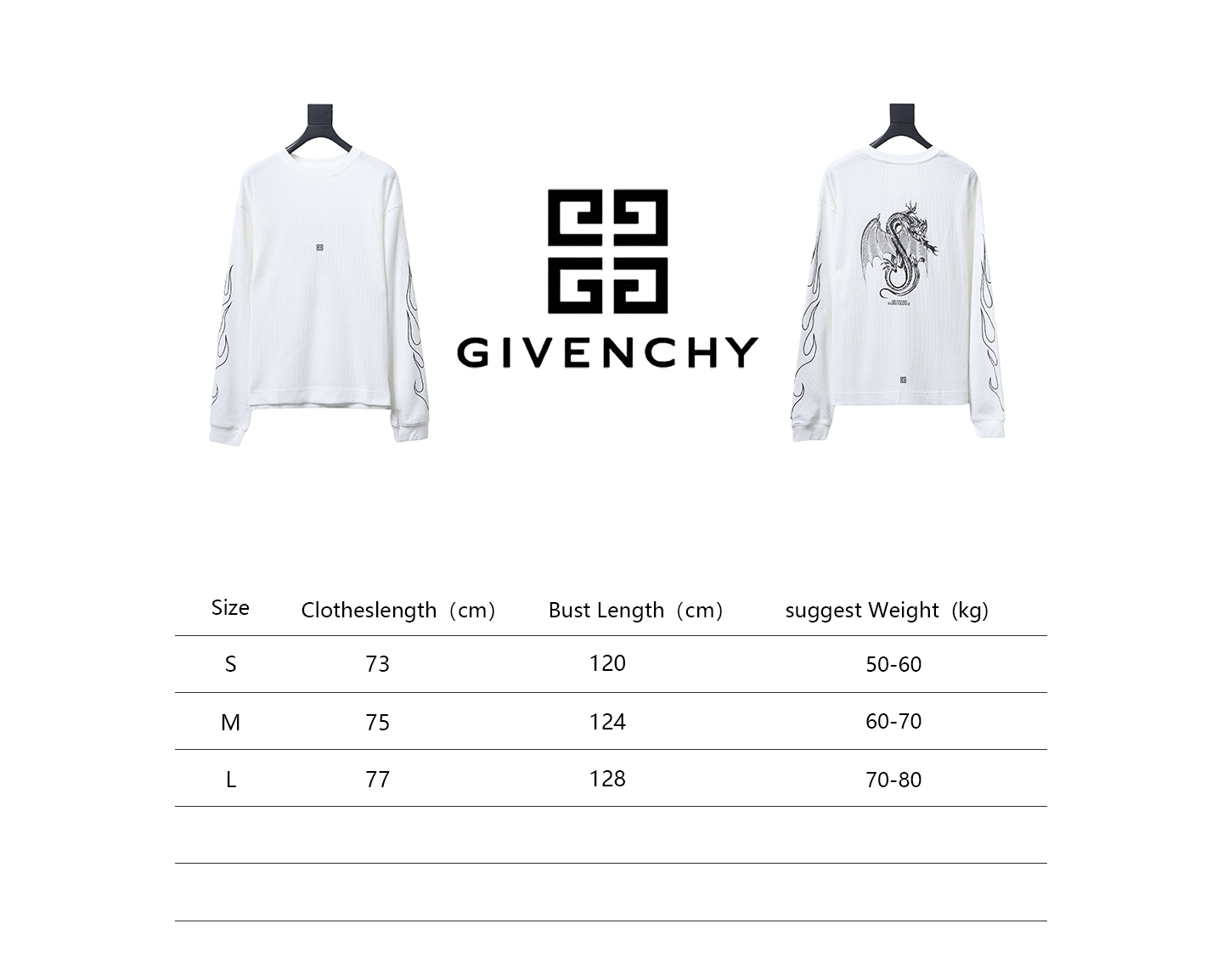 Givenchy 24SS Dragon Year Limited Edition Waffle Long Sleeve T-Shirt White