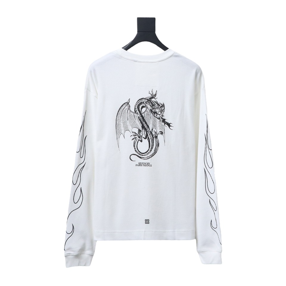 Givenchy 24SS Dragon Year Limited Edition Waffle Long Sleeve T-Shirt White