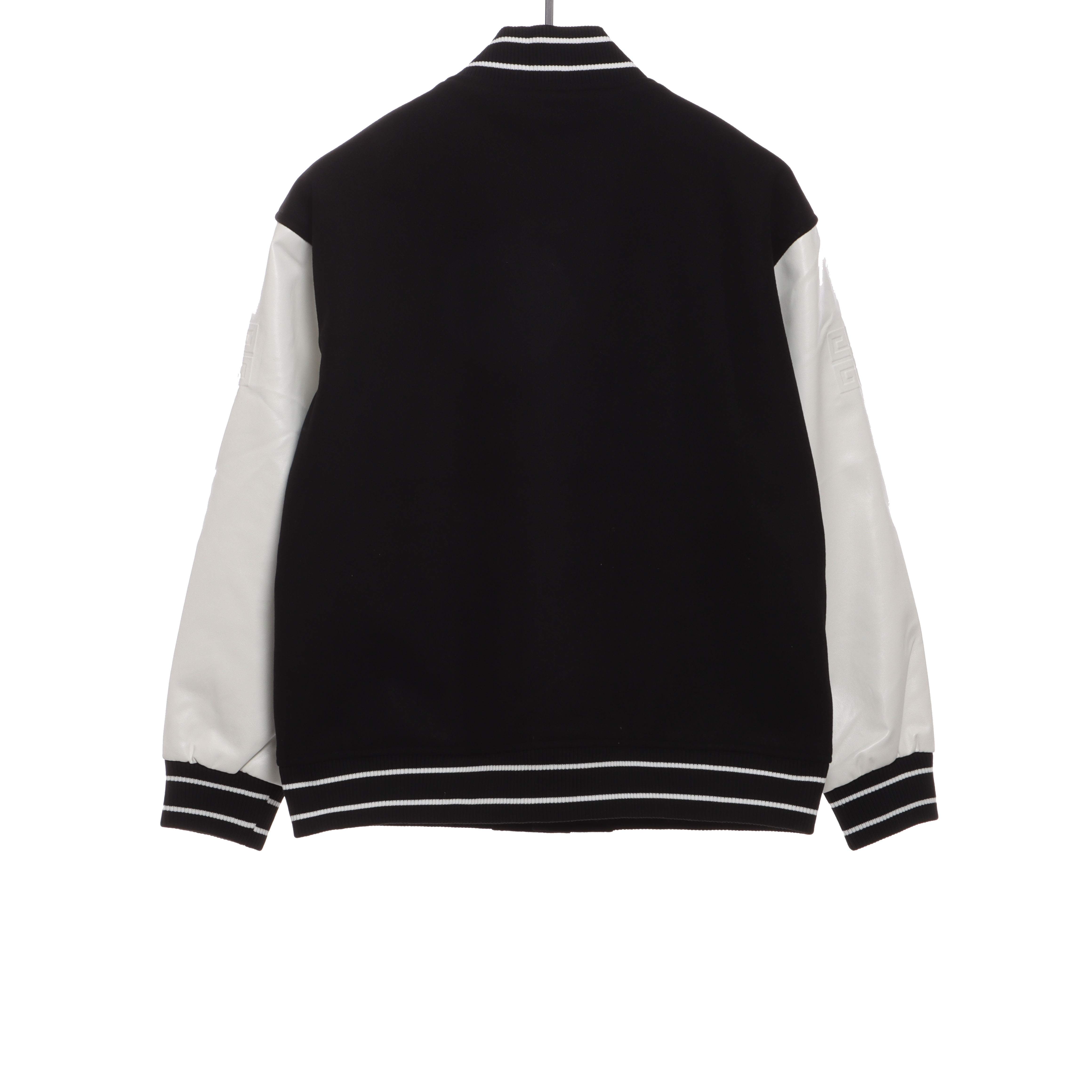 Givenchy 3D Embroidered Leather Sleeve Woolen Jacket