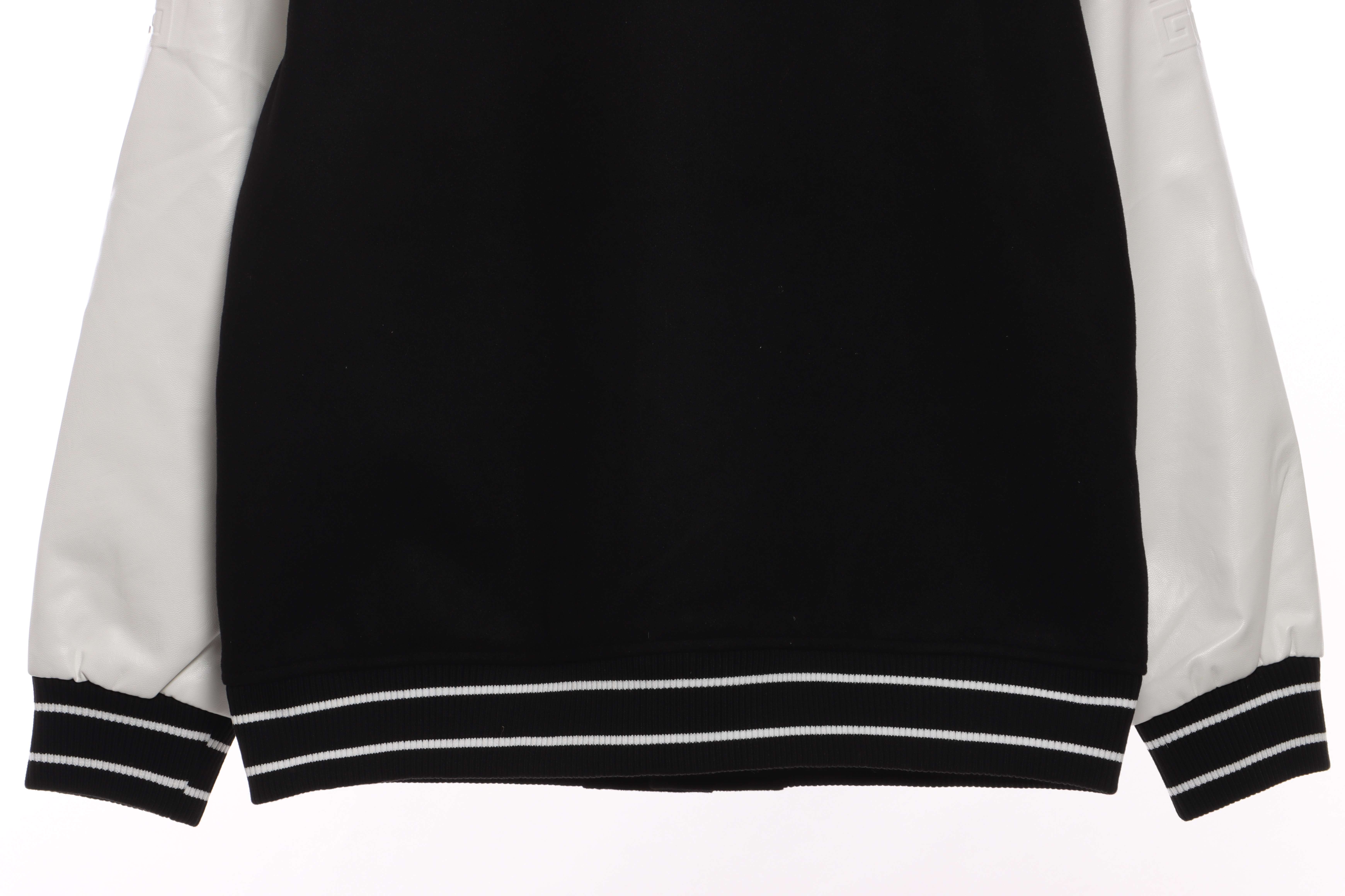 Givenchy 3D Embroidered Leather Sleeve Woolen Jacket