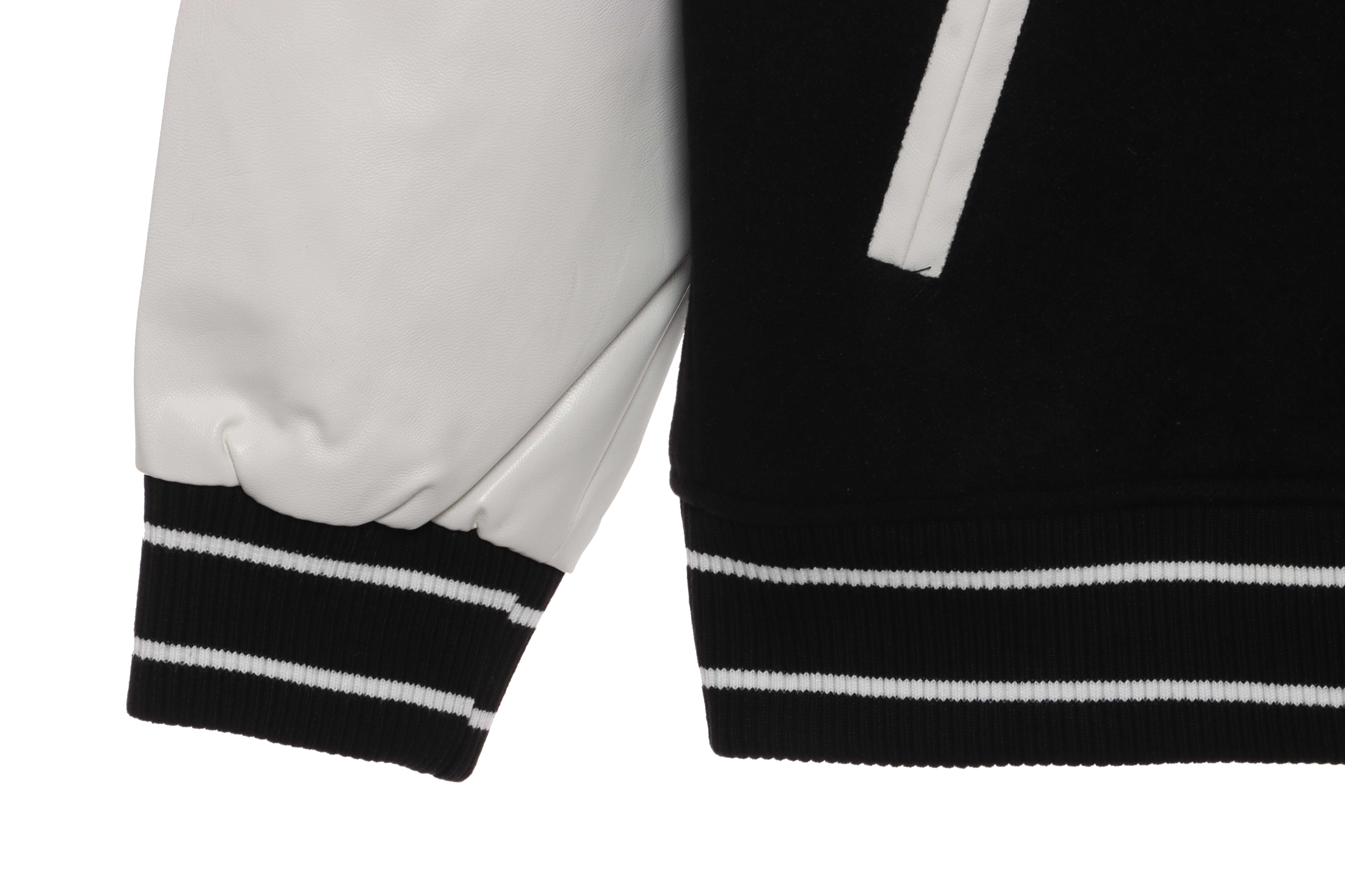 Givenchy 3D Embroidered Leather Sleeve Woolen Jacket