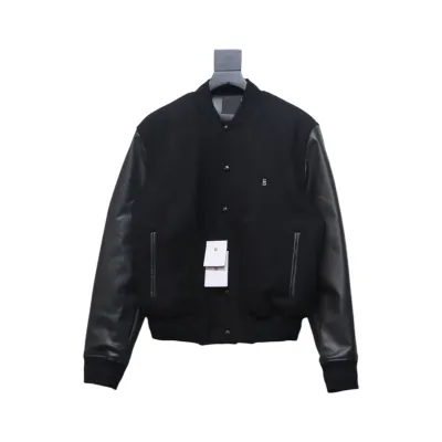 Givenchy 4G Logo Leather Baseball Jacket 01