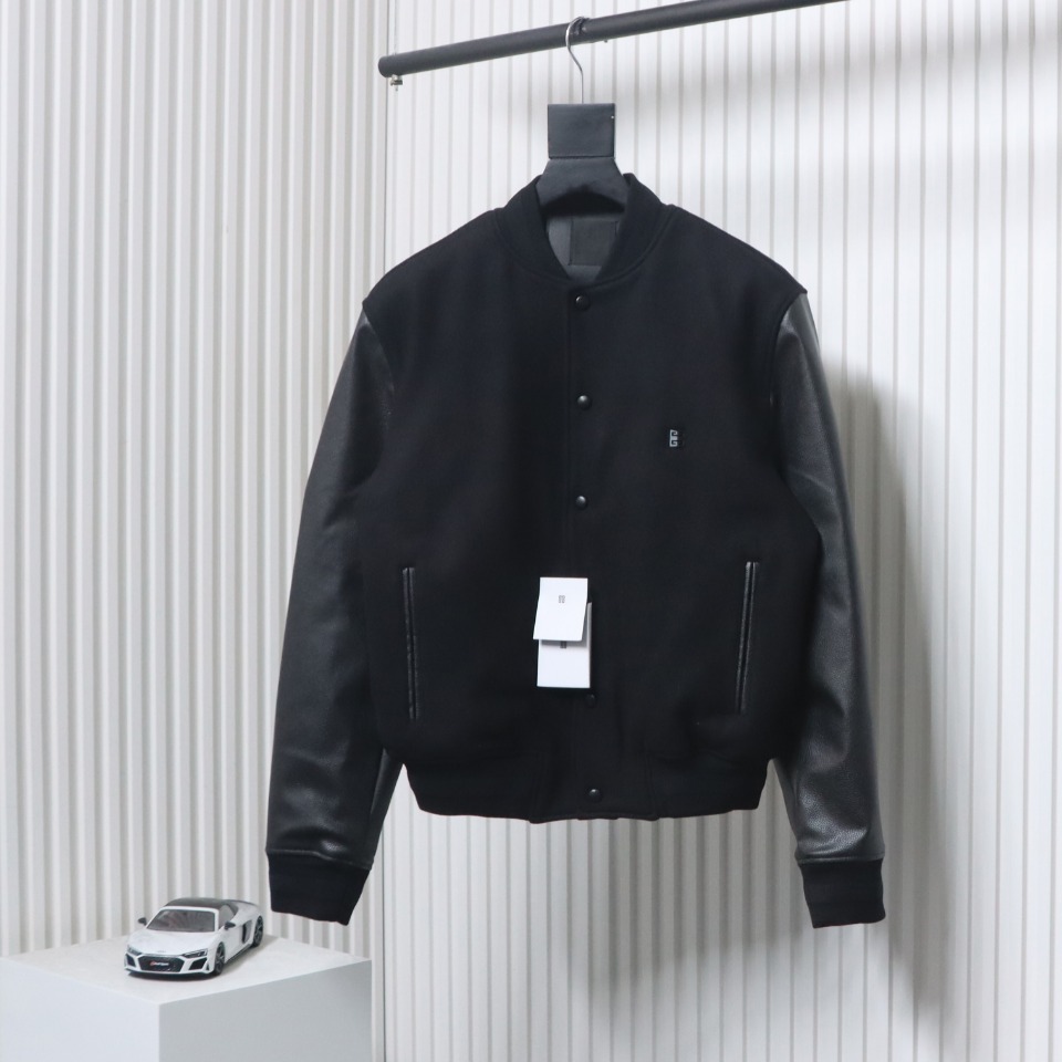 Givenchy 4G Logo Leather Baseball Jacket
