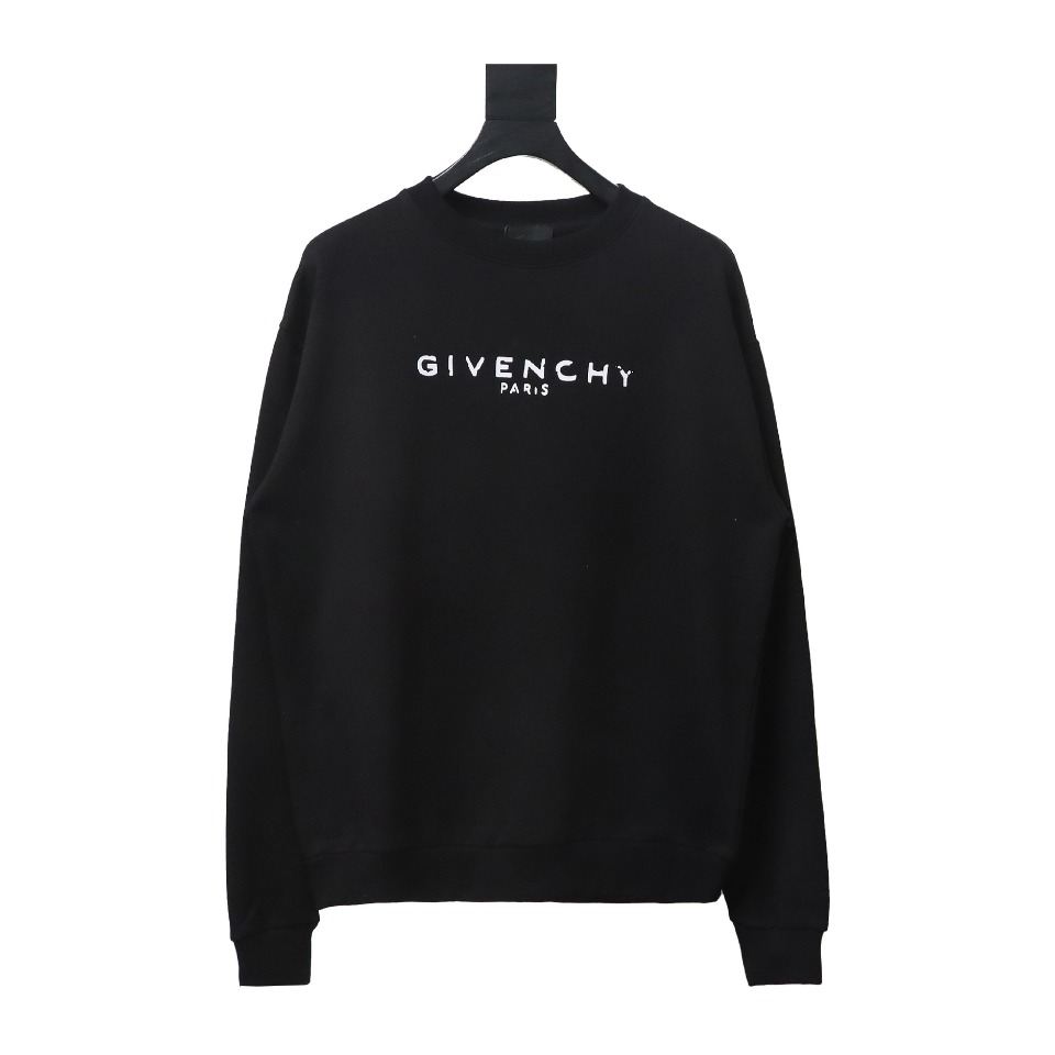 Givenchy Incomplete And Damaged Letter Round Neck Hoodie Black