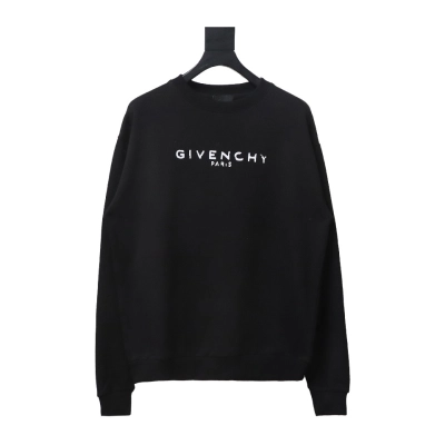 Givenchy Incomplete And Damaged Letter Round Neck Hoodie Black 01