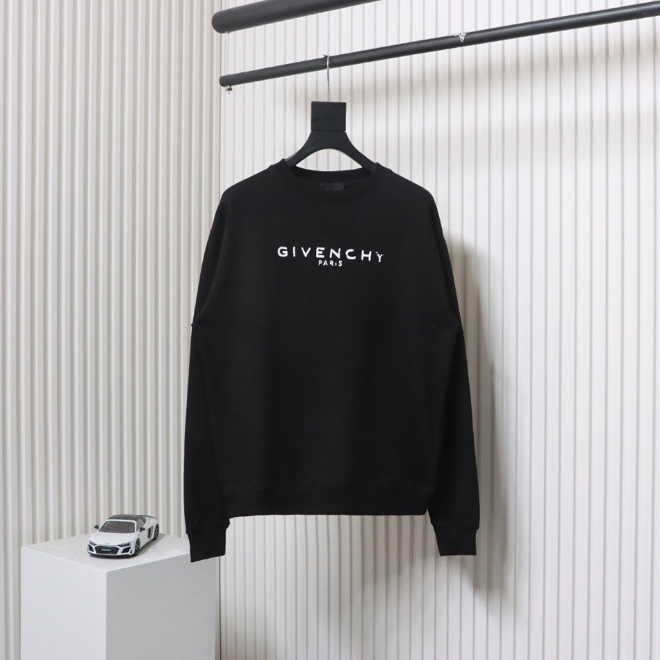 Givenchy Incomplete And Damaged Letter Round Neck Hoodie Black