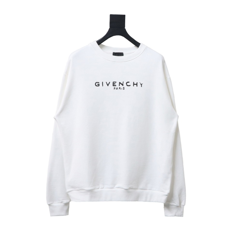 Givenchy Incomplete And Damaged Letter Round Neck Hoodie White