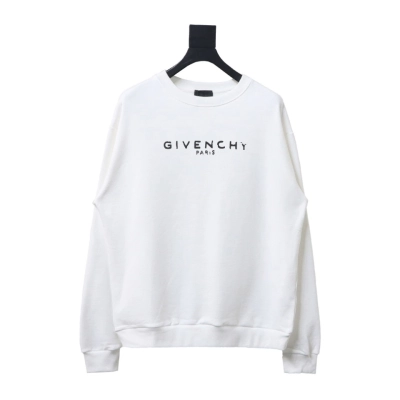 Givenchy Incomplete And Damaged Letter Round Neck Hoodie White 01
