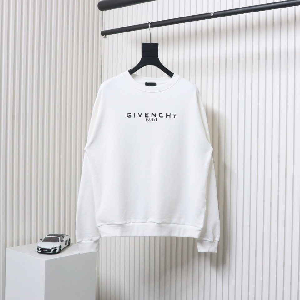 Givenchy Incomplete And Damaged Letter Round Neck Hoodie White