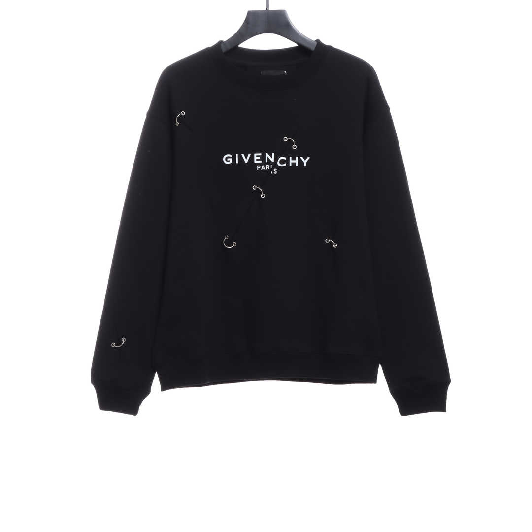 Givenchy Metal Smiley Face Crewneck Hoodie Black