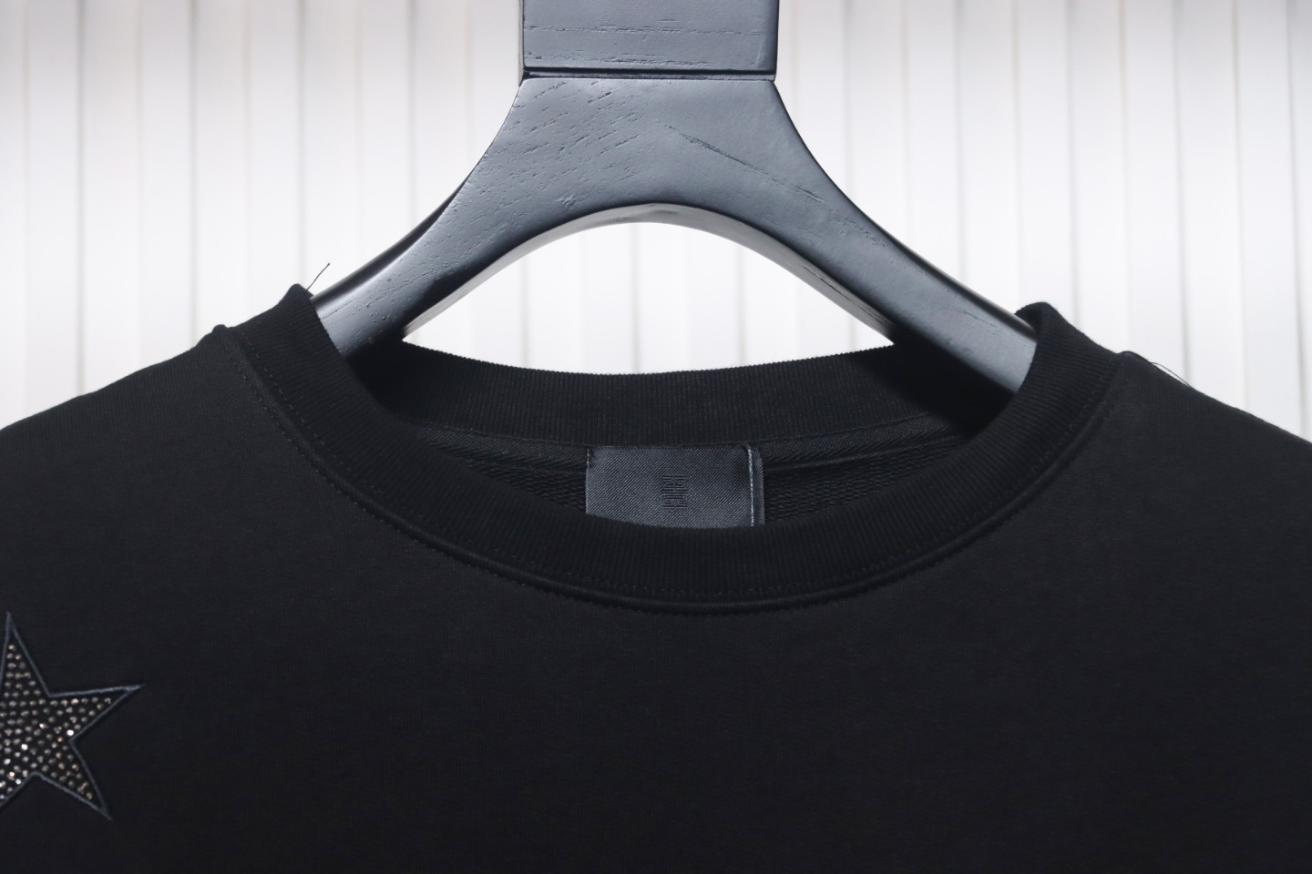 Givenchy Star Embroidered Crew Neck Hoodie Black