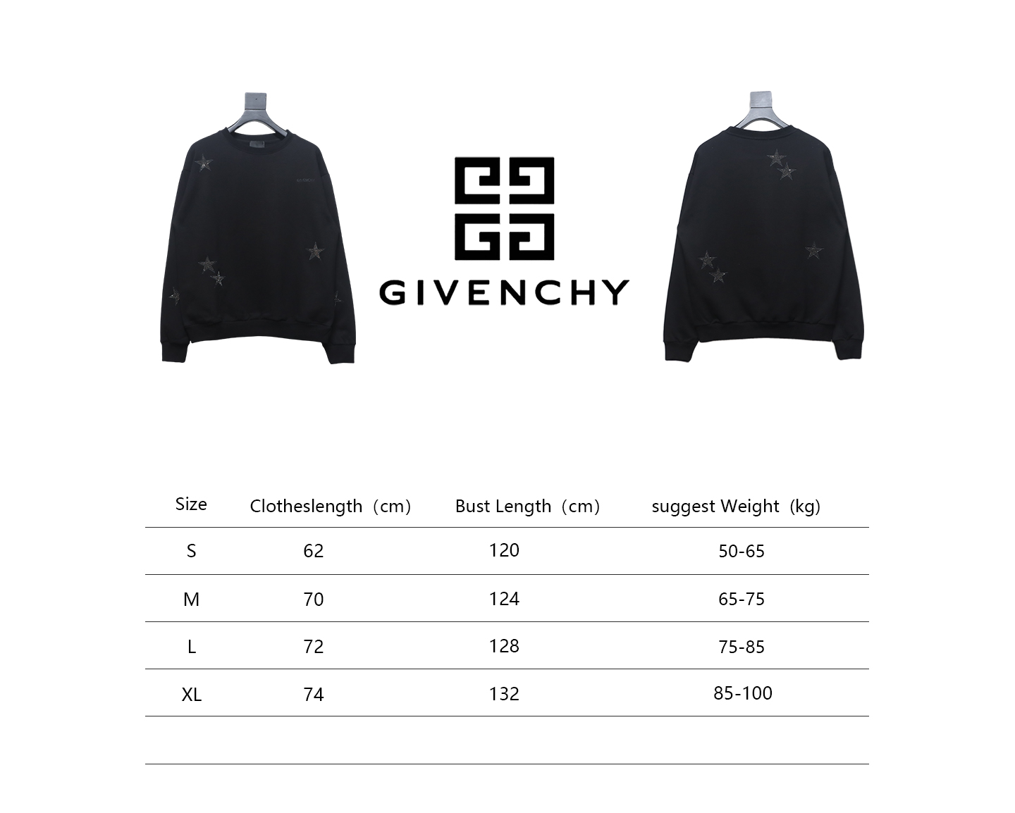 Givenchy Star Embroidered Crew Neck Hoodie Black