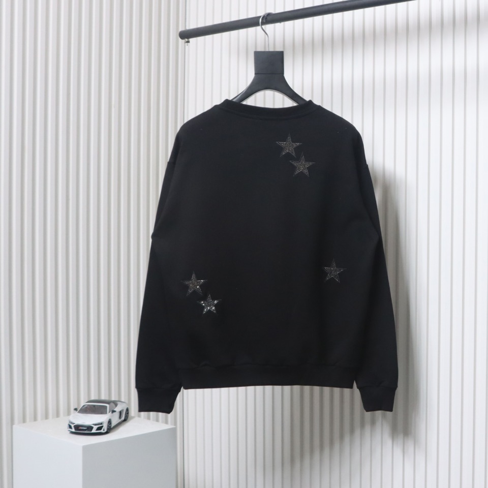 Givenchy Star Embroidered Crew Neck Hoodie Black