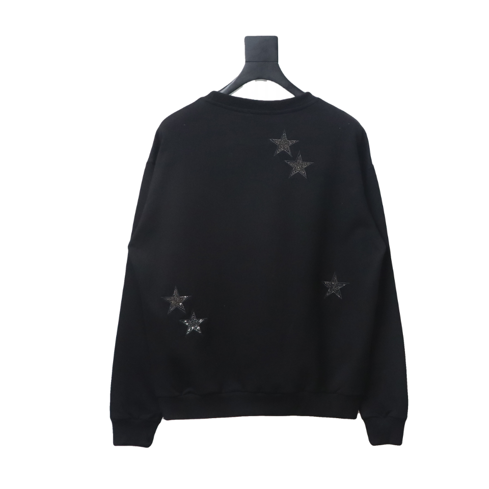 Givenchy Star Embroidered Crew Neck Hoodie Black