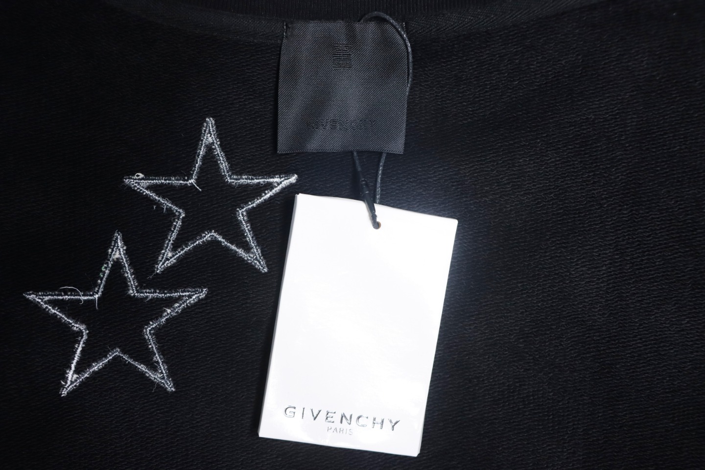 Givenchy Star Embroidered Crew Neck Hoodie Black