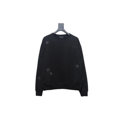 Givenchy Star Embroidered Crew Neck Hoodie Black 01