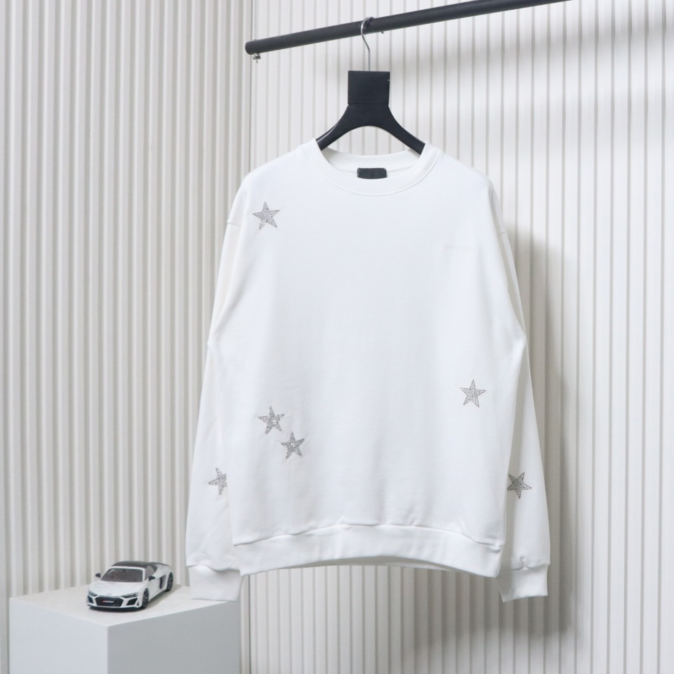 Givenchy Star Embroidered Crew Neck Hoodie White