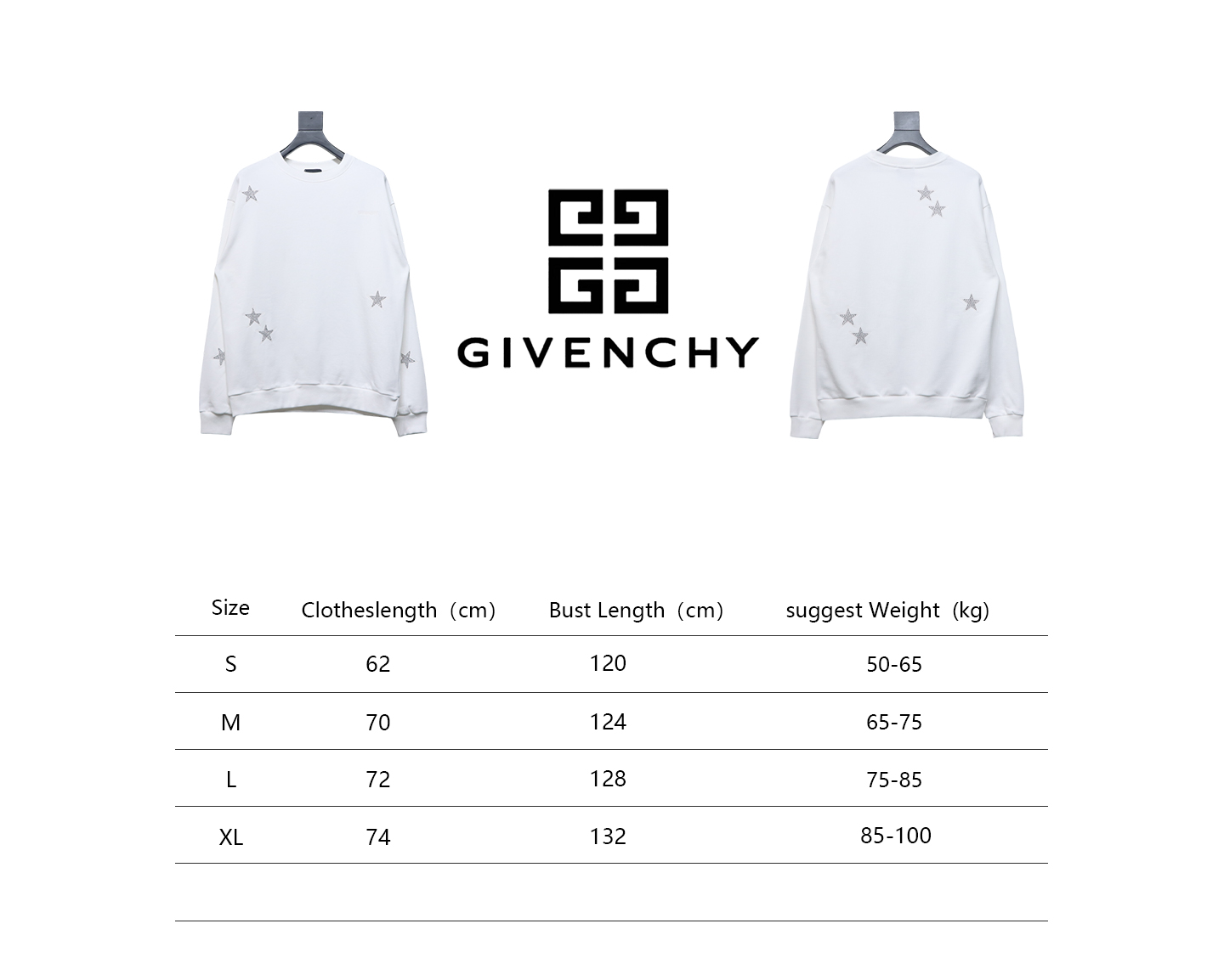 Givenchy Star Embroidered Crew Neck Hoodie White