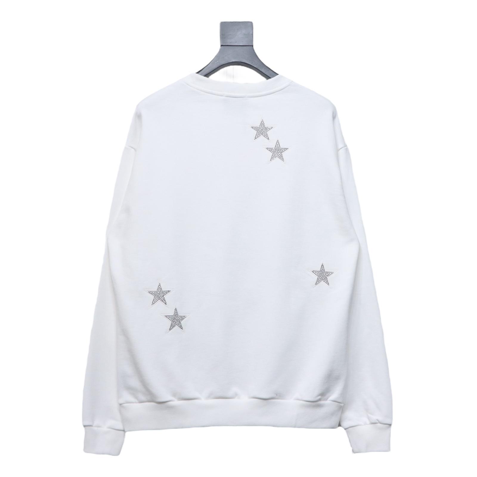 Givenchy Star Embroidered Crew Neck Hoodie White