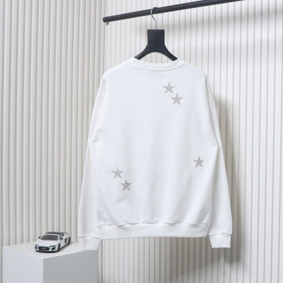 Givenchy Star Embroidered Crew Neck Hoodie White