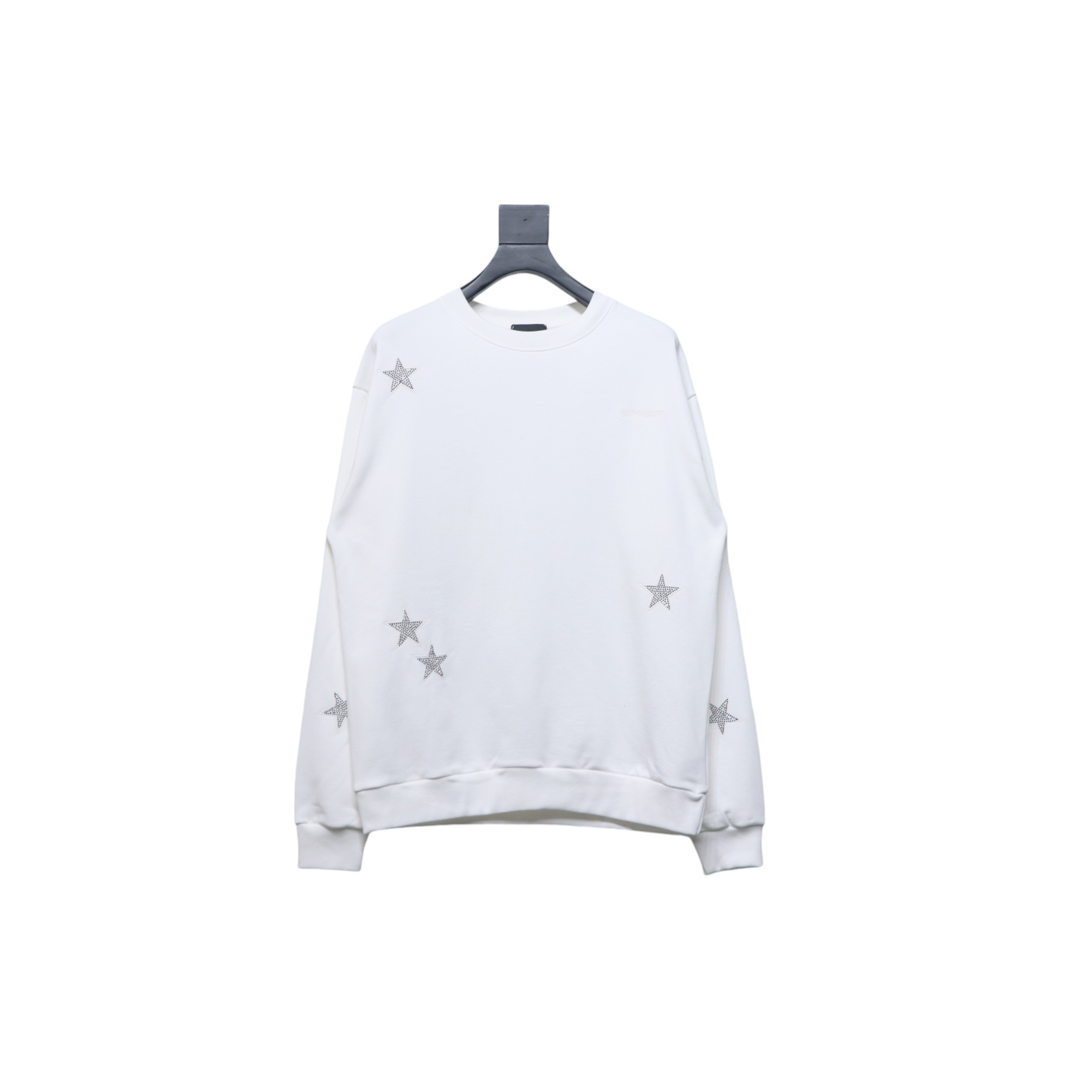Givenchy Star Embroidered Crew Neck Hoodie White