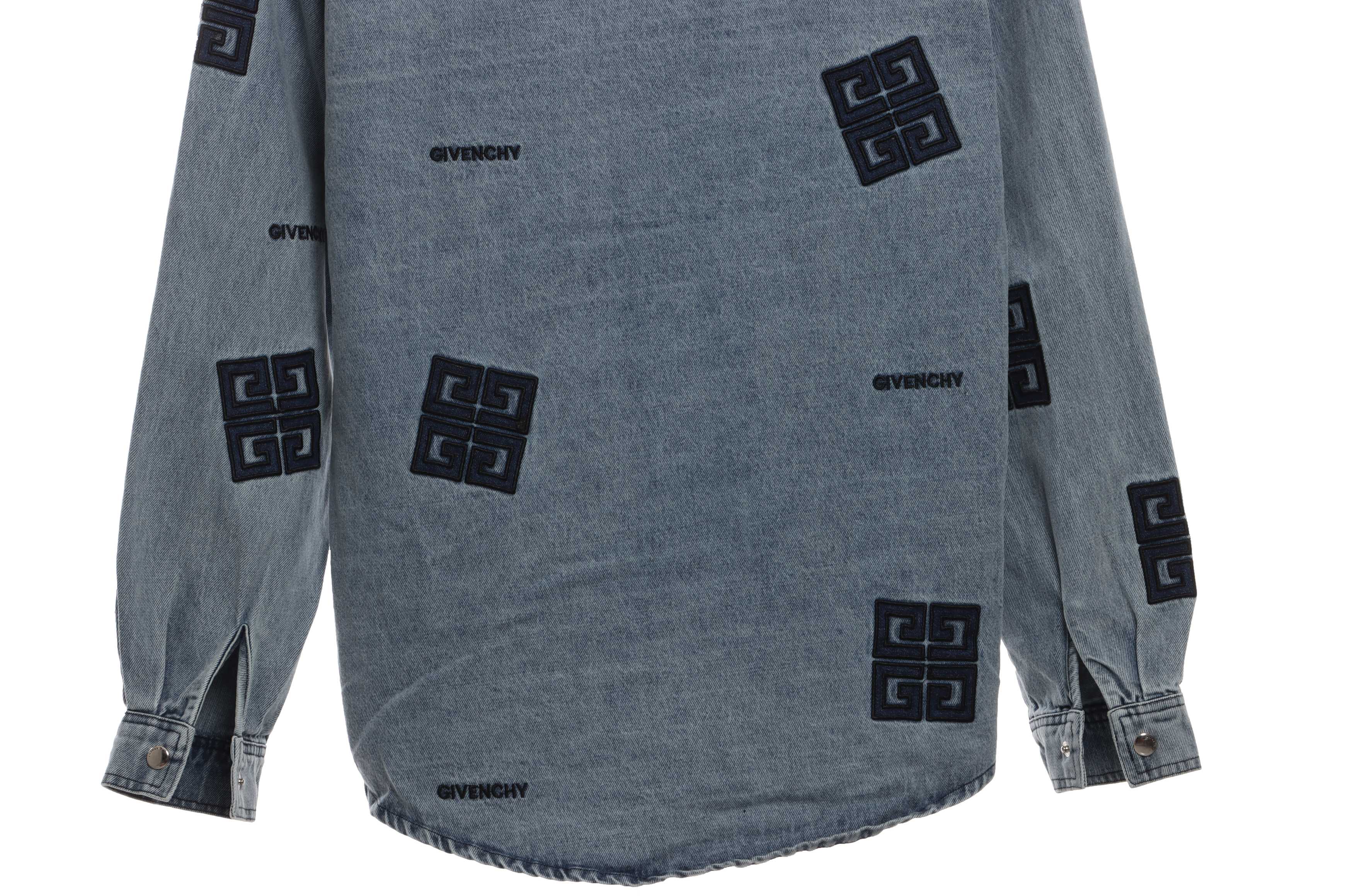 Givenchy Three-Dimensional LOGO Denim Long-Sleeved Shirt