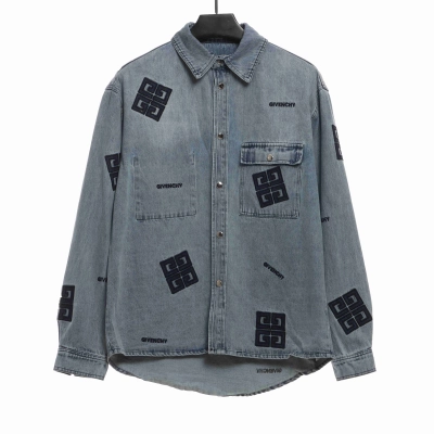 Givenchy Three-Dimensional LOGO Denim Long-Sleeved Shirt 01