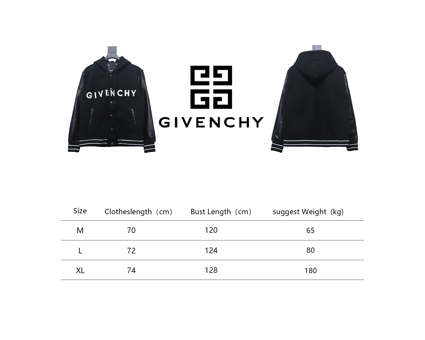 Givenchy Three-Dimensional Patchwork Sleeve Hooded Baseball Jacket Black