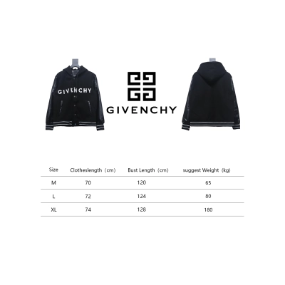 Givenchy Three-Dimensional Patchwork Sleeve Hooded Baseball Jacket Black 02