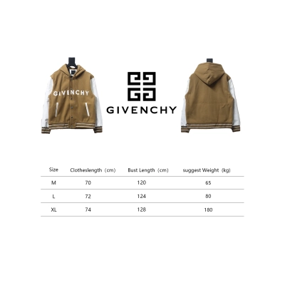 Givenchy Three-Dimensional Patchwork Sleeve Hooded Baseball Jacket Brown 02