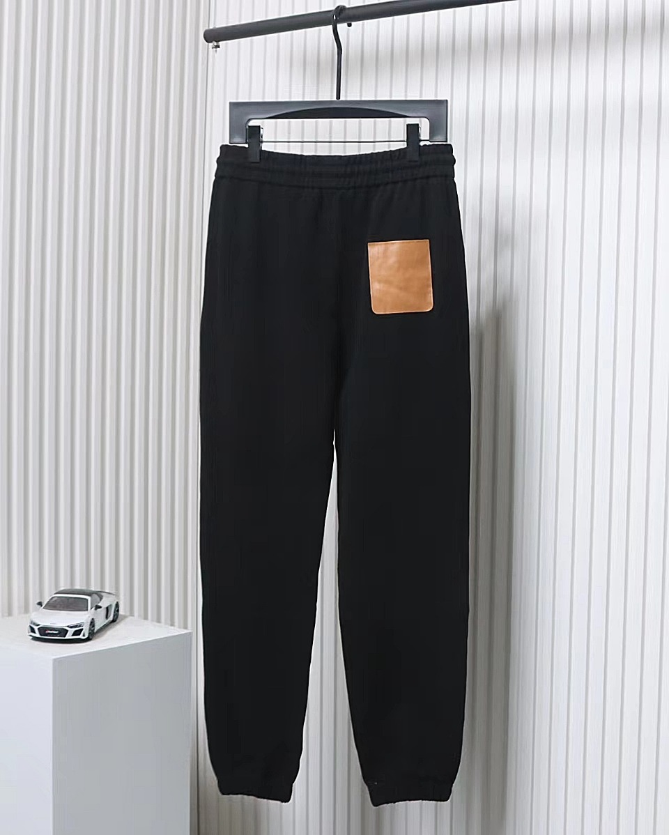 Loewe 23Fw Leather Logo Casual Trousers