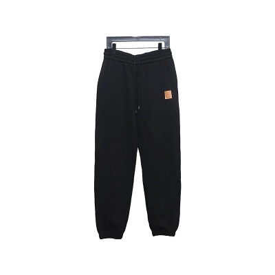 Loewe 23Fw Leather Logo Casual Trousers 01