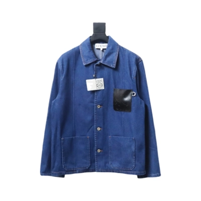 Loewe 23FW Leather Pocket Denim Denim Work Jacket 01