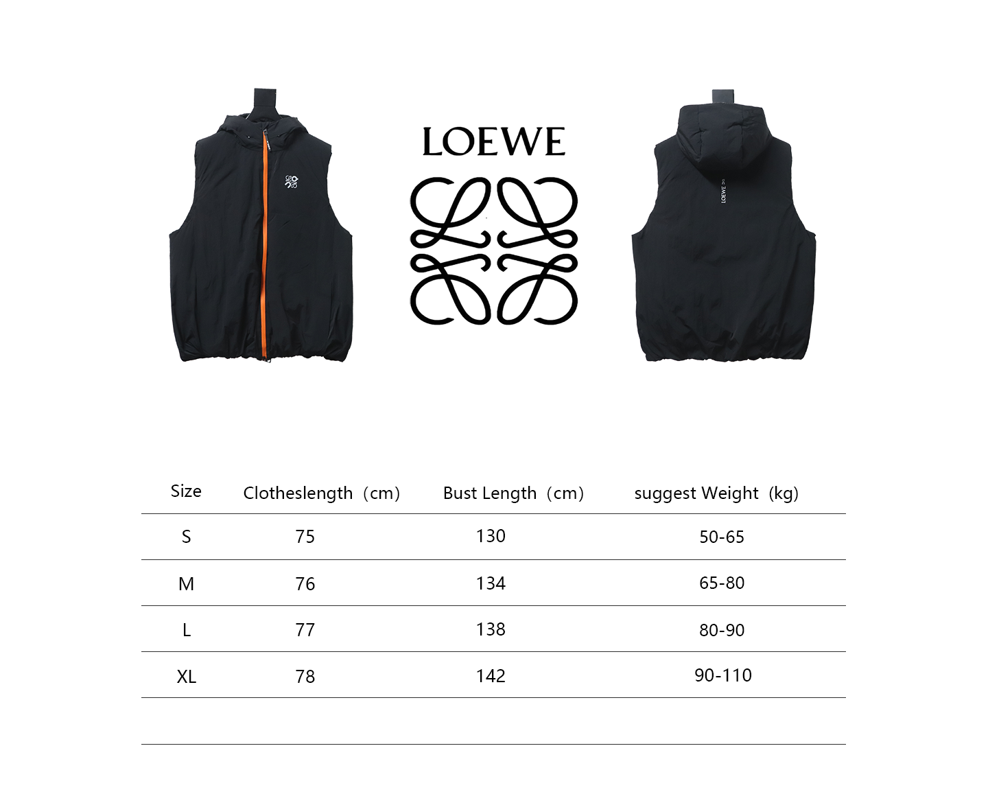Loewe 24 Styles Of Angpao Joint Orange Zipper Hooded Down Vest
