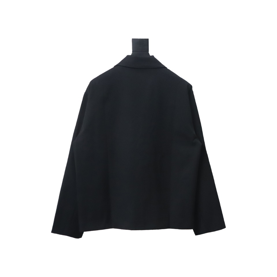 Loewe 24 Three Pocket Wool Work Lapel Jacket Black