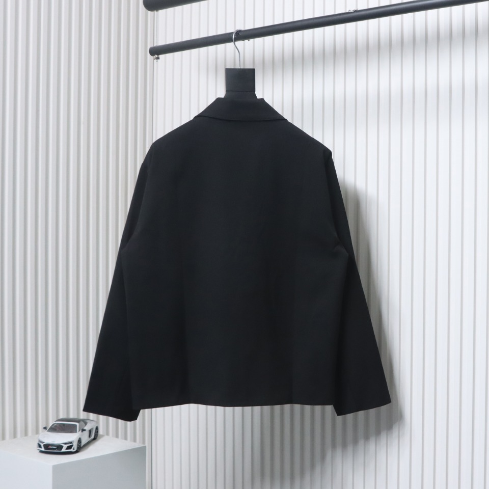 Loewe 24 Three Pocket Wool Work Lapel Jacket Black