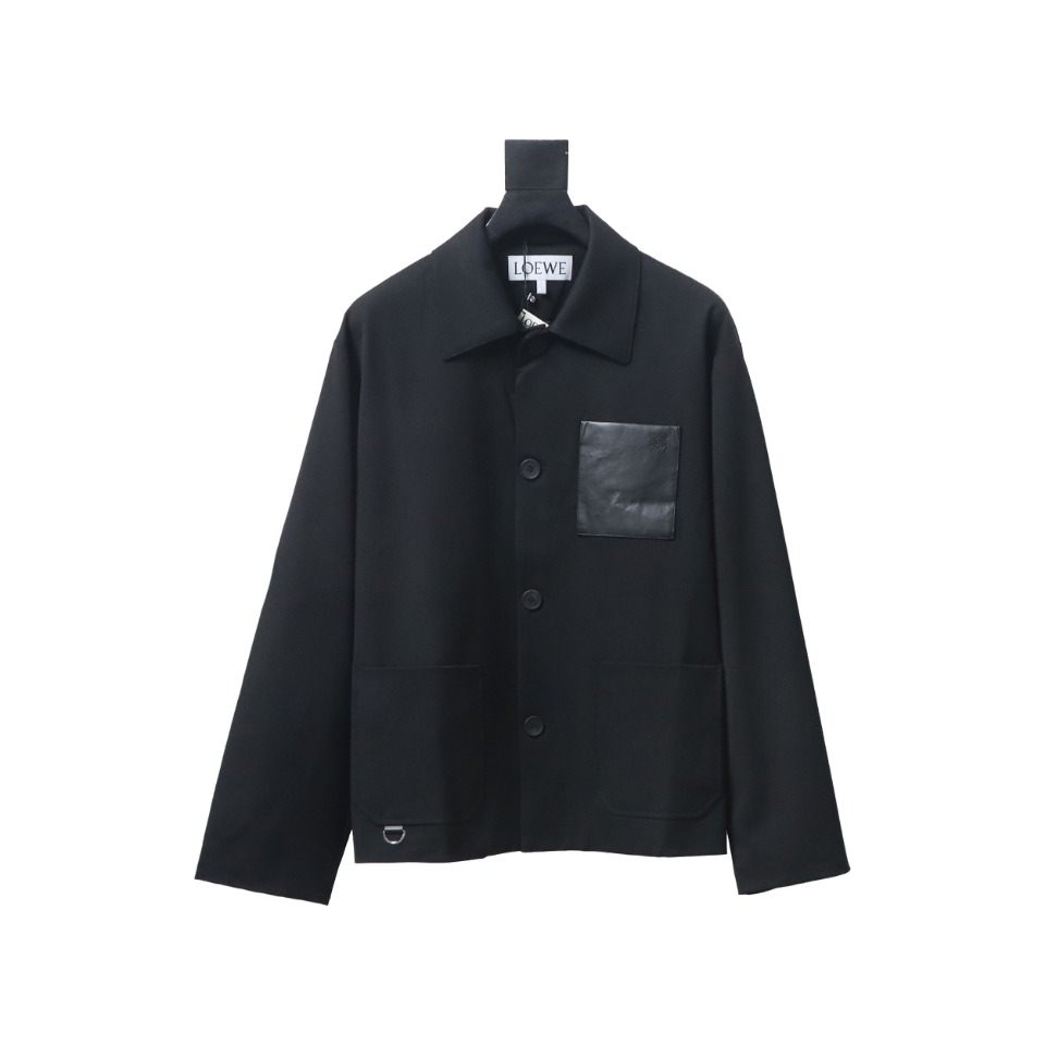 Loewe 24 Three Pocket Wool Work Lapel Jacket Black