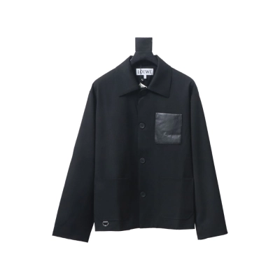 Loewe 24 Three Pocket Wool Work Lapel Jacket Black 01